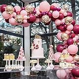 Burgundy Balloons Pink Gold Confetti Balloons Garland Kit 100 pcs Burgundy and Gold Birthday Party Decorations Burgundy Wedding Decorations Wine Red Baby Shower