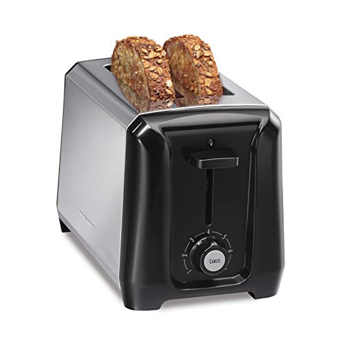 Book Cover Hamilton Beach Extra-Wide Slot Toaster with Shade Selector, Auto-Shutoff, Cancel Button and Toast Boost (22671), 2-Slice, Black and Stainless