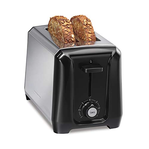 Hamilton Beach Extra-Wide Slot Toaster with Shade Selector, Auto-Shutoff, Cancel Button and Toast Boost (22671), 2-Slice, Black and Stainless