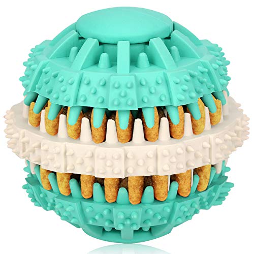 Doglover Large Dog Ball Training Treat Ball Pet Tooth Cleaning Durable Puppy Interactive Chew Toys (Large,Blue)