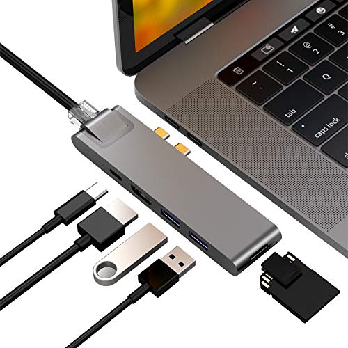 Book Cover Purgo USB C Hub Adapter Dock for MacBook Pro and MacBook Air M1 2021-2018, MacBook Pro USB Adapter with Gigabit Ethernet, 4K HDMI, 40Gbps TB3, 100W PD, 2 USB 3.0 and SD/Micro Card Readers.