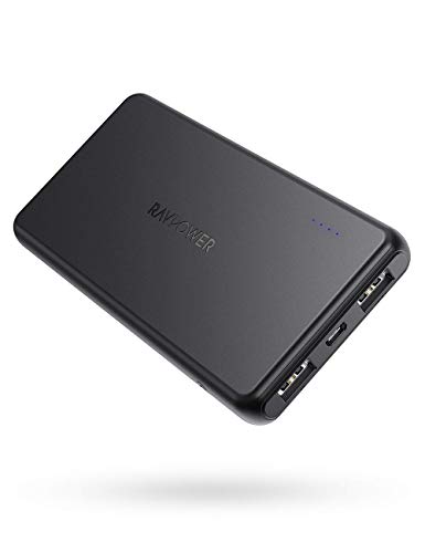 Portable Charger RAVPower Ultra Slim Power Bank 10000mAh External Battery Pack, Light External Battery for iPhone Xs Max XR X 8 7 Plus, Galaxy S9
