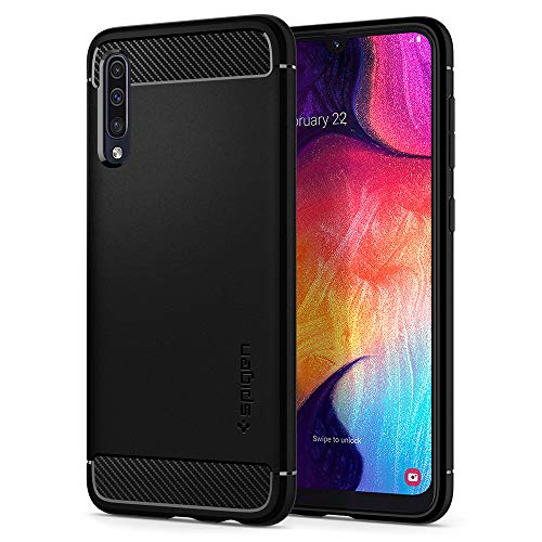 Spigen for Galaxy A50 Case, Rugged Armor [Military-Grade Protection] - Matte Black