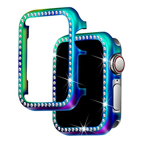 for Apple Watch Case 40mm, Falandi Colorful Metal Apple Watch Face Case with Bling Crystal Diamonds Plate Cover Protective Frame for iWatch Series 4/3/2/1 (Colorful-Diamond, 40mm)