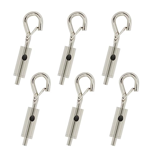 YQL Portable Hook & Eye Turnbuckle Tension for 1/16-3/32 Galvanized /304/316 Stainless Steel Cable Guide Wire Rope Light Hanging Suspension Accessories Pack-6