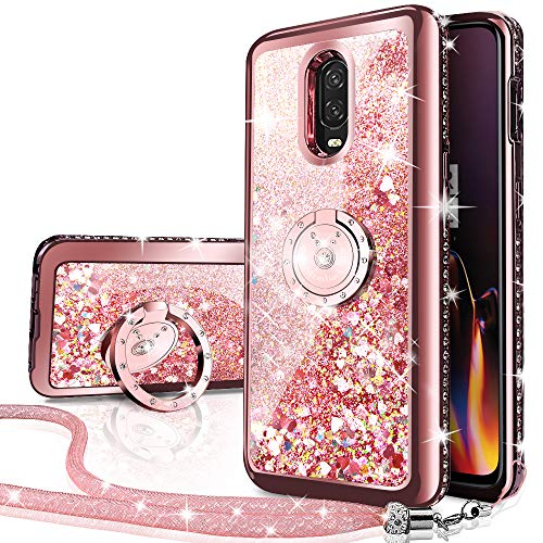 Book Cover Miss Arts OnePlus 6T Case, OnePlus 6T McLaren Case, [Silverback] Moving Liquid Holographic Sparkle Glitter Case With Kickstand, Bling Diamond Rhinestone Bumper Slim Protective Case for OnePlus 6T -RD