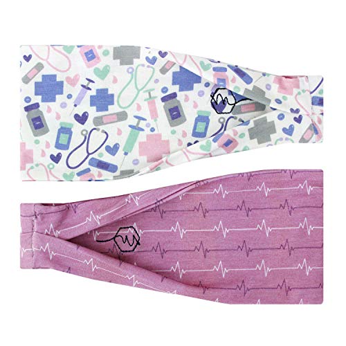 Maven Thread Nightingale Workout Headbands for Women, Wide Headbands for Women, Sports Running Headband for Exercise, Gym hairband Athletic Workouts and Yoga 4" Thick Non Slip Sweatbands for Women 2pk