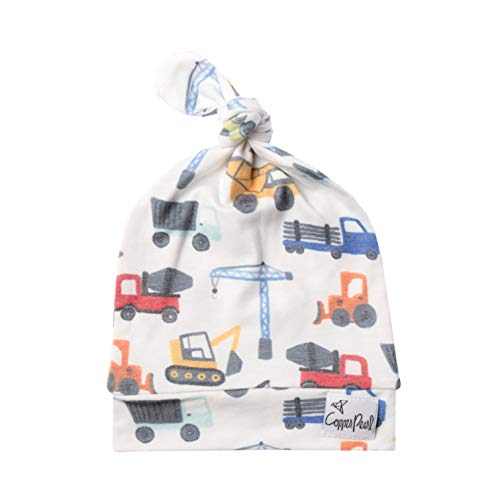 Copper Pearl Baby Beanie Hat Top Knot Stretchy Soft Truck