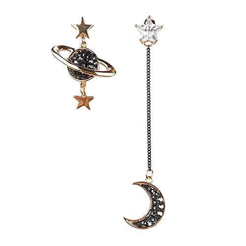 Orcbee  _Asymmetrical Star Moon Earrings Women Fashion Korean Temperament Earrings Long Personality Ear Jewelry Earrings