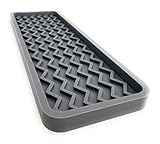 Happitasa Silicone Sink Organizer Tray, Rectangular, Modern Style, Heat Safe, Dishwasher Safe, for Bathroom and Kitchen Organization Grey, 12"x4", Chevron Pattern