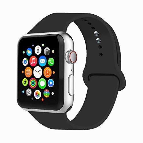 IYOU Sport Band Compatible with Watch Band 38MM 42MM 40MM 44MM, Soft Silicone Replacement Sport Strap Compatible with 2018 Watch Series 4/3/2/1 (Black,42MM, M/L)