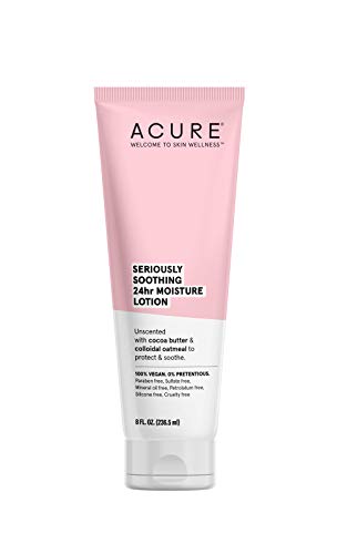 Acure Seriously Soothing 24hr Moisture Lotion 100% Vegan for Dry to Sensitive Skin Cocoa Butter & Colloidal Oatmeal - Unscented, Soothes & Moisturizes 8 fl Oz (ET1182)