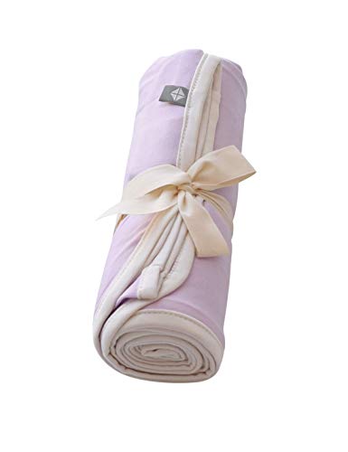 KYTE BABY Bamboo Rayon Swaddling Blankets - Buttery Soft Stretchy Breathable Swaddles for Baby (Mauve with Cloud Trim)