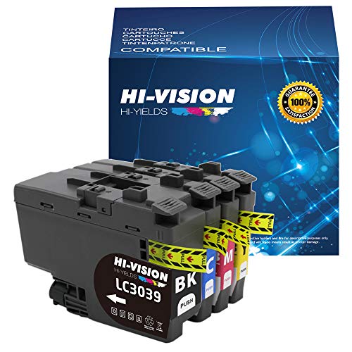 HI-Vision Compatible LC3039XXL High Yield XXL Ink Cartridge for Brother LC3039 LC3039 XXL MFC-J5845DW, MFC-J5845DW XL,MFC-J5945DW, MFC-J6545DW, MFC-J6545DW XL and MFC-J6945DW Printer (B,C,Y,M)
