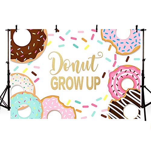 MEHOFOTO Donut Grow Up Girl Birthday Party Decorations Photo Studio Background Sweet One Happy 1st Birthday Decorations Banner Photography Backdrops for Cake Table Supplies 7x5ft