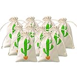 CiyvoLyeen Cactus Party Favor Bags Cactus Fiesta West Themed Party Treat bag Gift Bags Desert Wedding Welcome Bags Bachelorette Party Hangover Kit Drawstring Cotton Pouch,Set of 10