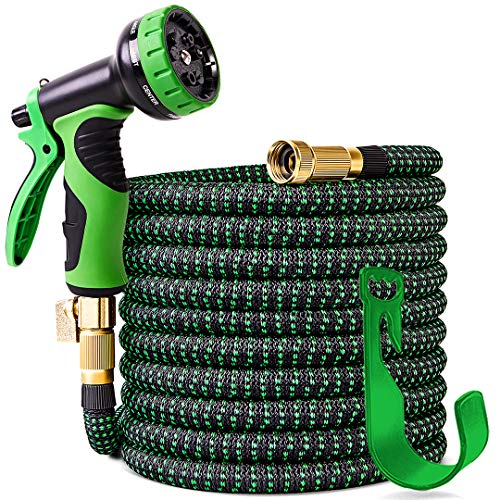100 ft Expandable Garden Hose,Upgraded Leakproof Lightweight Garden Water Hose with 3/4" Solid Brass Fittings,Extra Strength 3750D Durable Gardening Flexible Hose,Expanding Garden Hoses Spray Nozzle â€¦