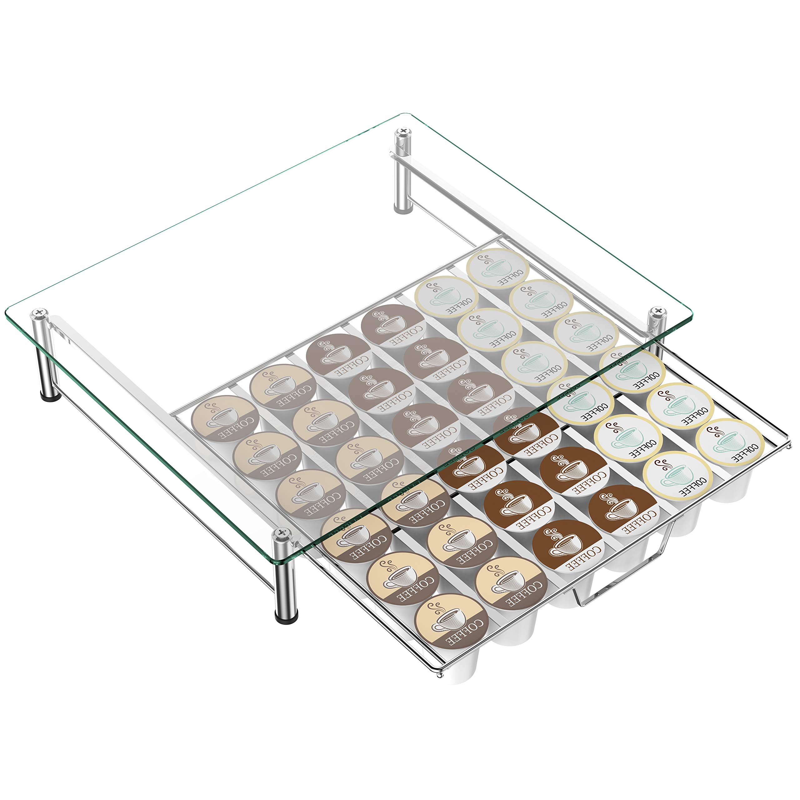 NEX Tempered Glass Coffee Pod Holder for Keurig K-Cup Pods - 36 Pods Capacity