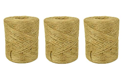 Natural Jute Twine String for Crafts 1200 Ft - 3 Rolls - 2ply Art and Crafting String - DIY Craft Projects - Gift Wrapping Rope - Rustic Wedding Decor - Macrame - Crafting