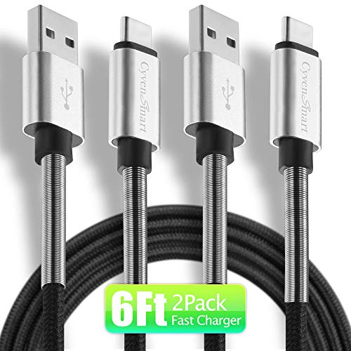 Compatible with Samsung Galaxy S9 S8 Plus Charger (3A Fast Charging), 2 Pack Nylon Braided USB C Cable 6ft,USB A to Type C Replacement for Samsung S10 Note 9, Pixel, LG V30 G6 G5, Google Pixel