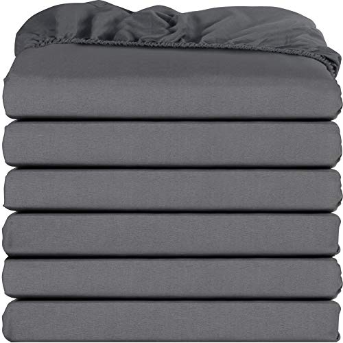 Utopia Bedding Fitted Sheets - Pack of 6 Bottom Sheets - Soft Brushed Microfiber - Deep Pockets, Wrinkle, Shrinkage & Fade Resistant - Easy Care (Queen, Grey)