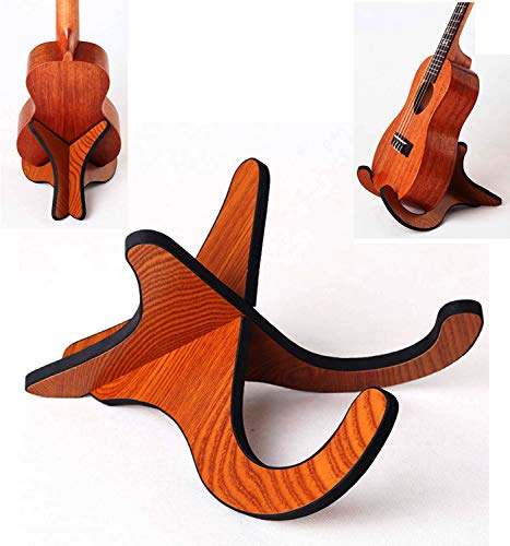 Book Cover Jashem Wooden Ukulele Stand Holder Musical Instrument Stand Concert Portable Detachable Wood Stand for Small Guitar, Violin, Banjo
