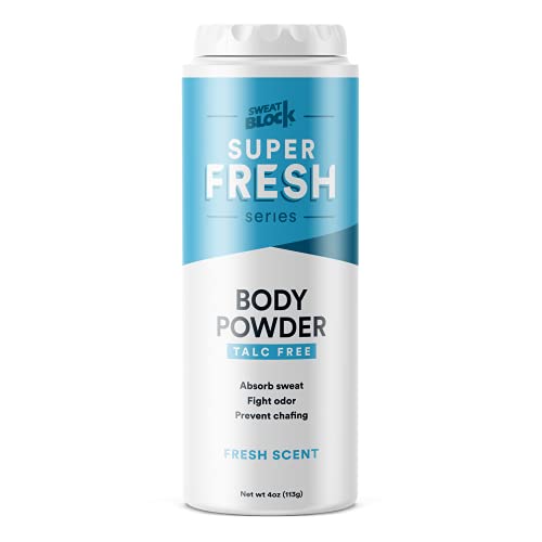 SweatBlock Body Powder for Women and Men, Talc-Free Cornstarch Powder for Deodorizing, Moisture Absorption and Staying Fresh. - 4 oz