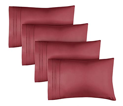 4 Pack Pillow Cases - Queen Size - 4PC Pillow Cases - 4 Pack Pillow Covers - 4 Pack Pillowcases - Pillow Case Set of 4 - Pillow Covers with Embroidery - Super Soft pillow Cases - Luxury Pillow Cases