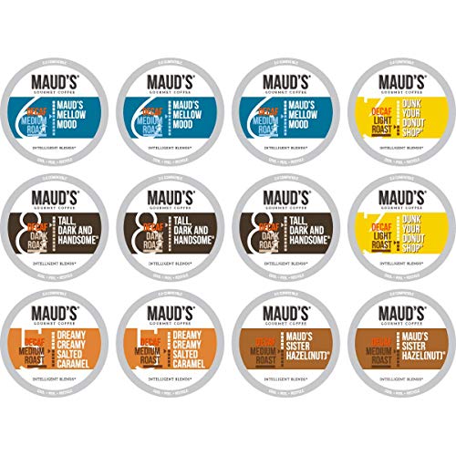 Maud's Decaf Coffee Sample Pack, 12ct. Recyclable Single Serve Decaf Coffee Pods; K-Cup Compatible Including 2.0
