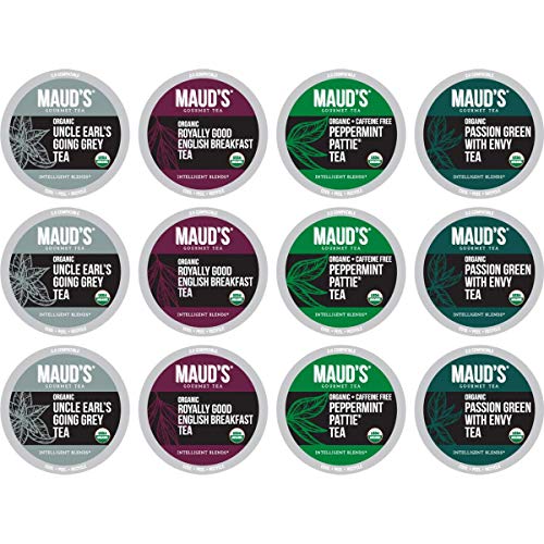 Maud's Organic Tea Sample Pack, 12ct. Recyclable Single Serve Organic Tea Pods; K-Cup Compatible Including 2.0