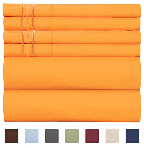 Book Cover California King Size Sheet Set - 6 Piece Set - Hotel Luxury Bed Sheets - Extra Soft - Deep Pockets - Easy Fit - Breathable & Cooling - Wrinkle Free - Comfy - Light Orange - Cali Kings Sheets