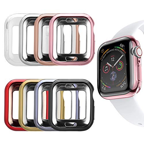 Book Cover MAIRUI Compatible with Apple Watch Cover Case 44mm [8 Pack], Bumper Guard Protector Accessories Ultra-Slim Lightweight for iWatch Series 4