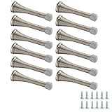Amazon Basics Spring Door Stopper with Rubber Bumper Tips, Brushed Nickel, 12-Pack