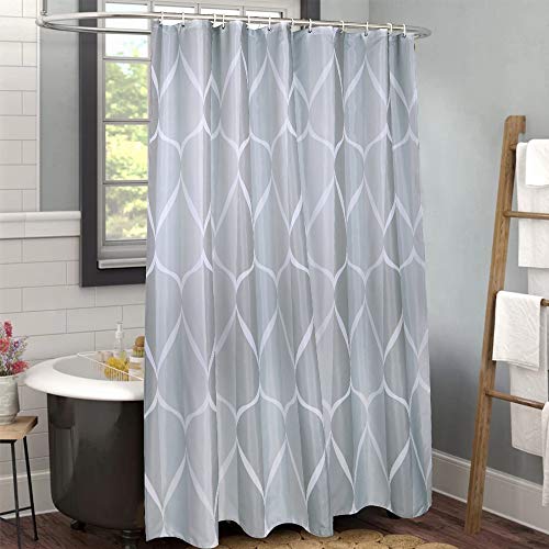 Book Cover Uphome Fabric Shower Curtain, Grey Water/Teardrop Cloth Shower Curtain Quick Drying, Vintage Geometric Striped Shower Curtains for Bathroom Shower Bathtubs Extra Long, 72 x 78