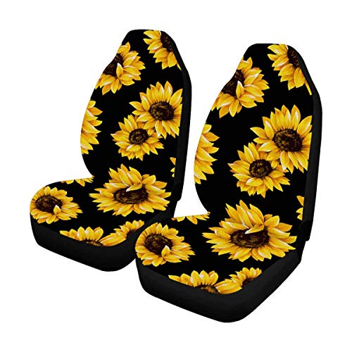 INTERESTPRINT Lovely Sunflower Front Seat Covers 2 pc, Car Seat Covers Front Seats Only Universal Fit