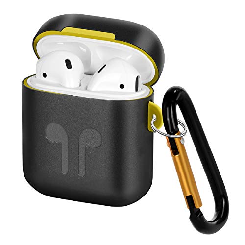 Metal Case Cover Compatible for Airpods Case, Portable Protective Silicone& Metal Dual Layer Cover with Keychain Replacement for Airpods Case, Anti-Lost, Shockproof, Dustproof & Scratchproof-Black