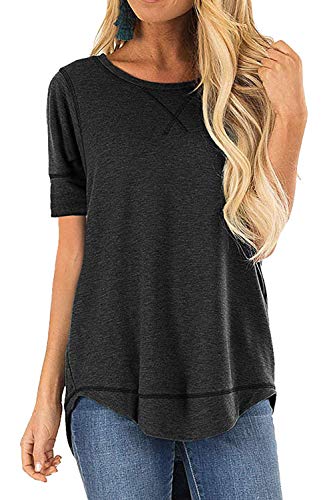 Book Cover JomeDesign Summer Tops for Women Short Sleeve Side Split Casual Loose Tunic Top
