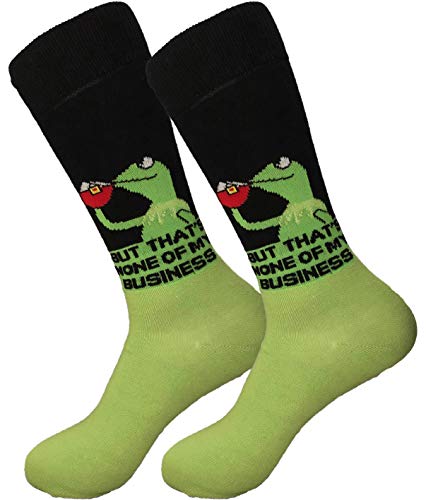 Balanced Co. Kermit Meme Dress Socks Funny Socks Crazy Socks Casual Cotton Crew Socks - Multi - One size
