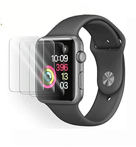 Book Cover [3-Pack] Apple Watch 42mm Tempered Glass Screen Protector, Ahker [Not Full Cover] Anti-Scratch, Bubble Free 2.5D 9H Hardness HD Clear Tempered Glass Screen Protector for Apple Watch 42mm Series 3/2/1 (42MM Clear)