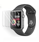 [3-Pack] Apple Watch 42mm Tempered Glass Screen Protector, Ahker Anti-Scratch, Bubble Free 2.5D 9H Hardness HD Clear Tempered Glass Screen Protector for Apple Watch 42mm Series 3/2/1 (42MM Clear)