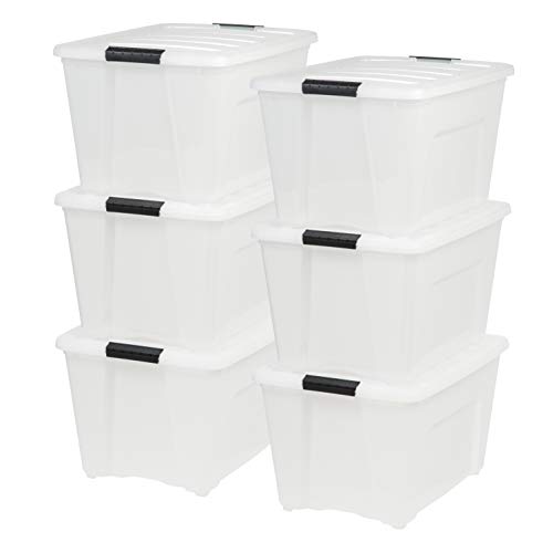 IRIS USA, Inc TB-56D 53 Quart Stack & Pull Box, Multi-Purpose Storage Bin, 6 Pack, Pearl