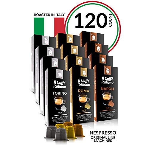 Book Cover Il Caffé Italiano Coffee | Capsules Compatible with Nespresso OriginalLine | Certified Genuine Mama Mia Strong Intensity Pack | 120 Espresso Pods | Roasted in Messina, Italy| Happiness Guaranteed