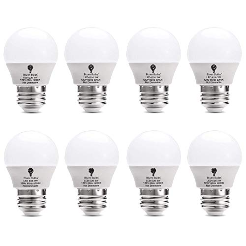 8 Pack BlueX 3W G14 LED Light Bulb 5000K Daylight - 25W Equivalent - E26 Base 120V - Small Night Light Bulbs for Bedroom, Ceiling Fan, Table Lamp, Kitchen, Pendant Fixtures, Dinning Room
