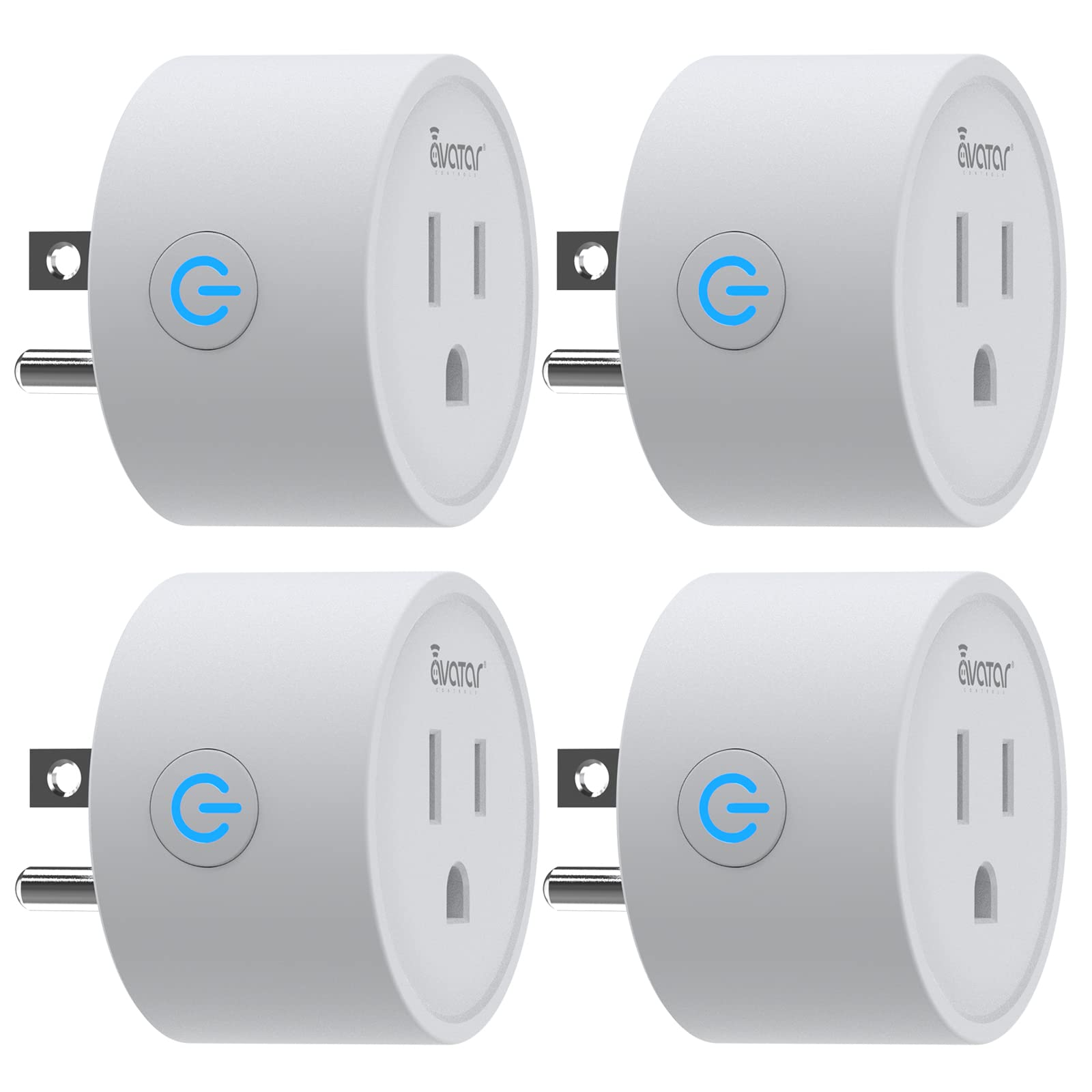 Avatar Controls Smart Plugs Wi-Fi Outlet 4 Pack - Smart Plugs That Work with Alexa/Google Home/Smart Life, Timer ON/Off Plug, Schedule Built-in App, Mini Wireless Socket, No Hub Required 4 Pack Round