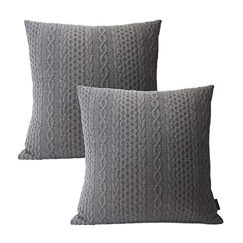 Book Cover Booque Valley Grey Pillow Covers, Pack of 2 Super Soft Elegant Modern Embossed Patterned Gray Cushion Covers Farmhouse Throw Pillow Cases for Sofa Bed Car Chair, 18 x 18 inch(Grey)