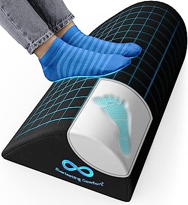 Book Cover Everlasting Comfort Office Foot Rest for Under Desk - Ergonomic Memory Foam Foot Stool Pillow for Work, Gaming, Computer, Office Cubicle and Home - Footrest Leg Cushion Accessories (Black)