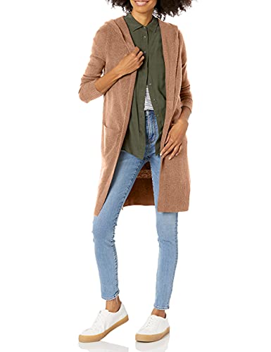 Book Cover Goodthreads Women's Mid-Gauge Stretch Long-Sleeve Hooded Cardigan Sweater