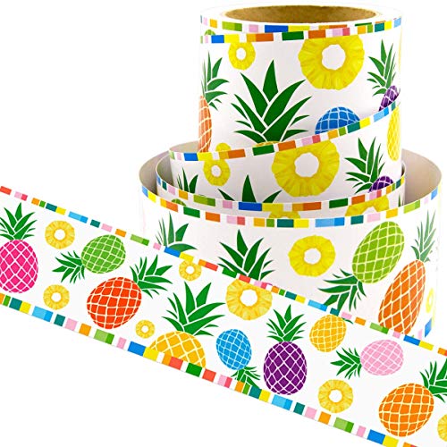 Pineapple Bulletin Board Border Straight Border Trim for Tropical Classroom Decoration Office Presentation Boards 36ft