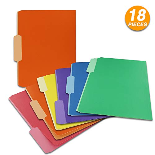 Emraw 1/3 Cut Letter Size Color File Folder with 3 Tab Position Legal Document Organizer Designed for Home, Office, School, Classroom and More - Assorted Colors - 6 Per Pack (Pack of 3)