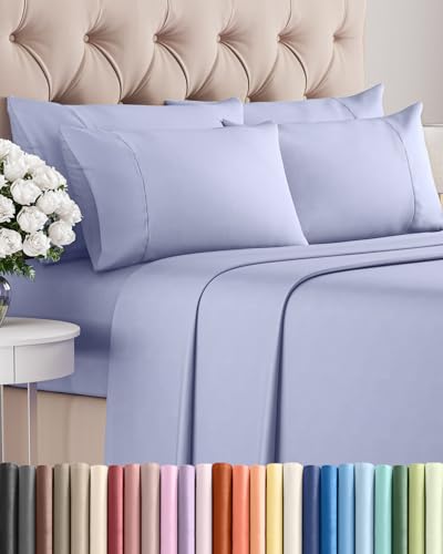 Queen Size Sheet Set - 6 Piece Set - Hotel Luxury Bed Sheets - Extra Soft - Deep Pockets - Easy Fit - Breathable & Cooling Sheets - Wrinkle Free - Comfy - Lavender Sheets - Queens Sheets - 6 PC